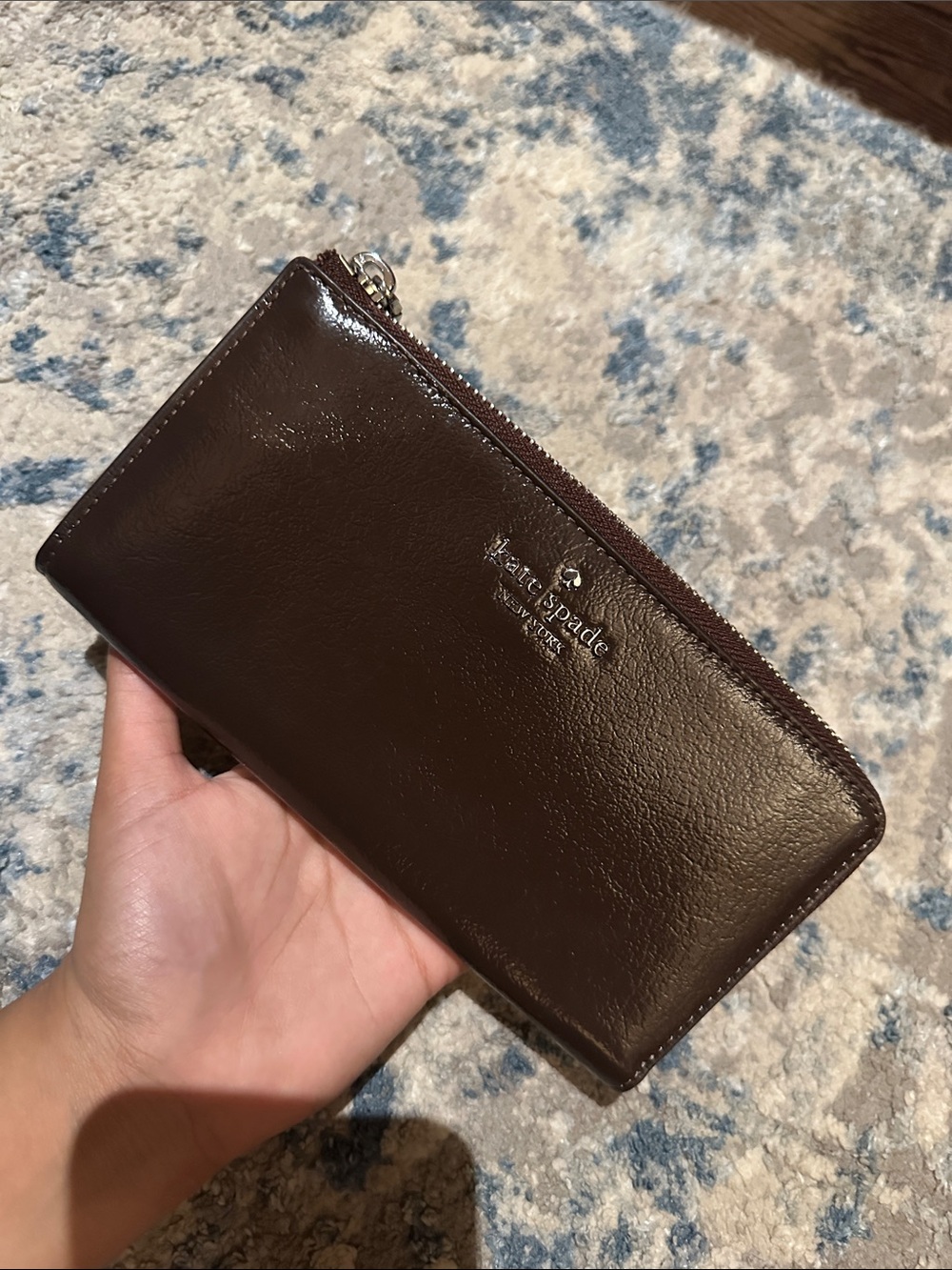 kate spade Dark Brown Leather Zip Card Holder
